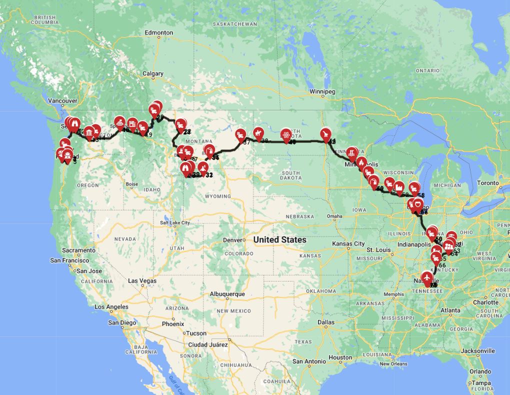 Portland to Nashville RV rroute planner motorhome trip planner